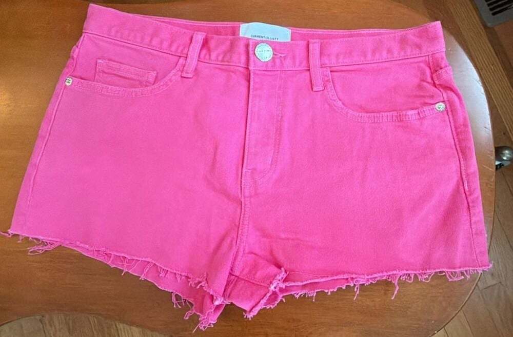 Current/Elliott Hot Pink Raw Hem Denim Shorts
